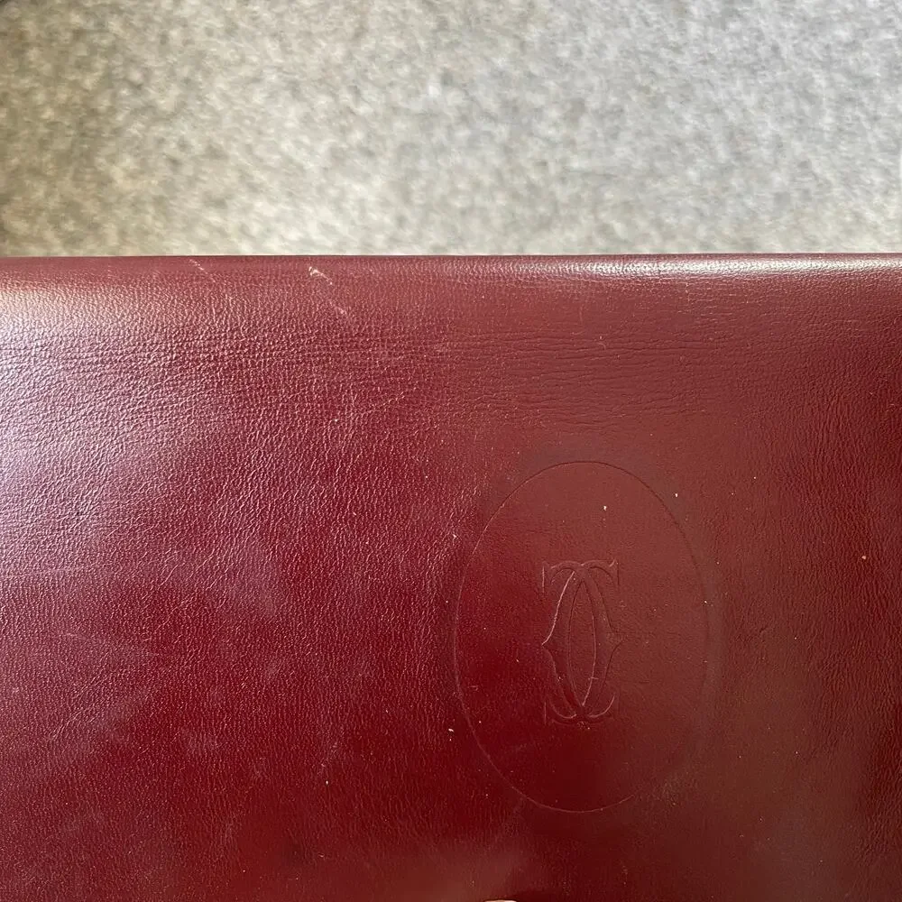 Cartier Leather Bifold Vintage Must De Wallet Bordeaux